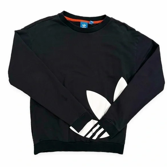 Adidas | Lightweight Crewneck Sweatershirt Logo Black White Size Small - Picture 6 of 7